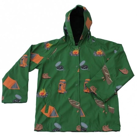 Foxfire FOX-601-37-6 Childrens Camping Raincoat; Green - Size 6